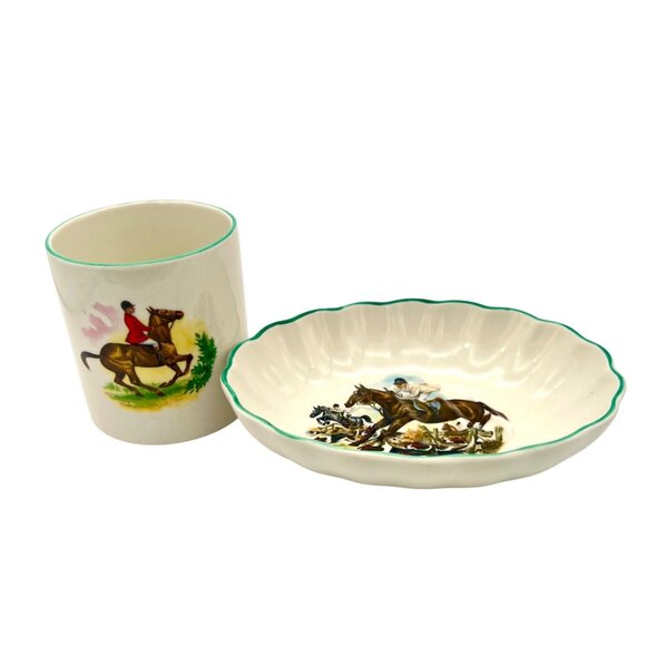 James Kent Ltd Other - Old Foley James Kent Vintage Equestrian Bathroom Set Cup & Soap Dish Horse Rider